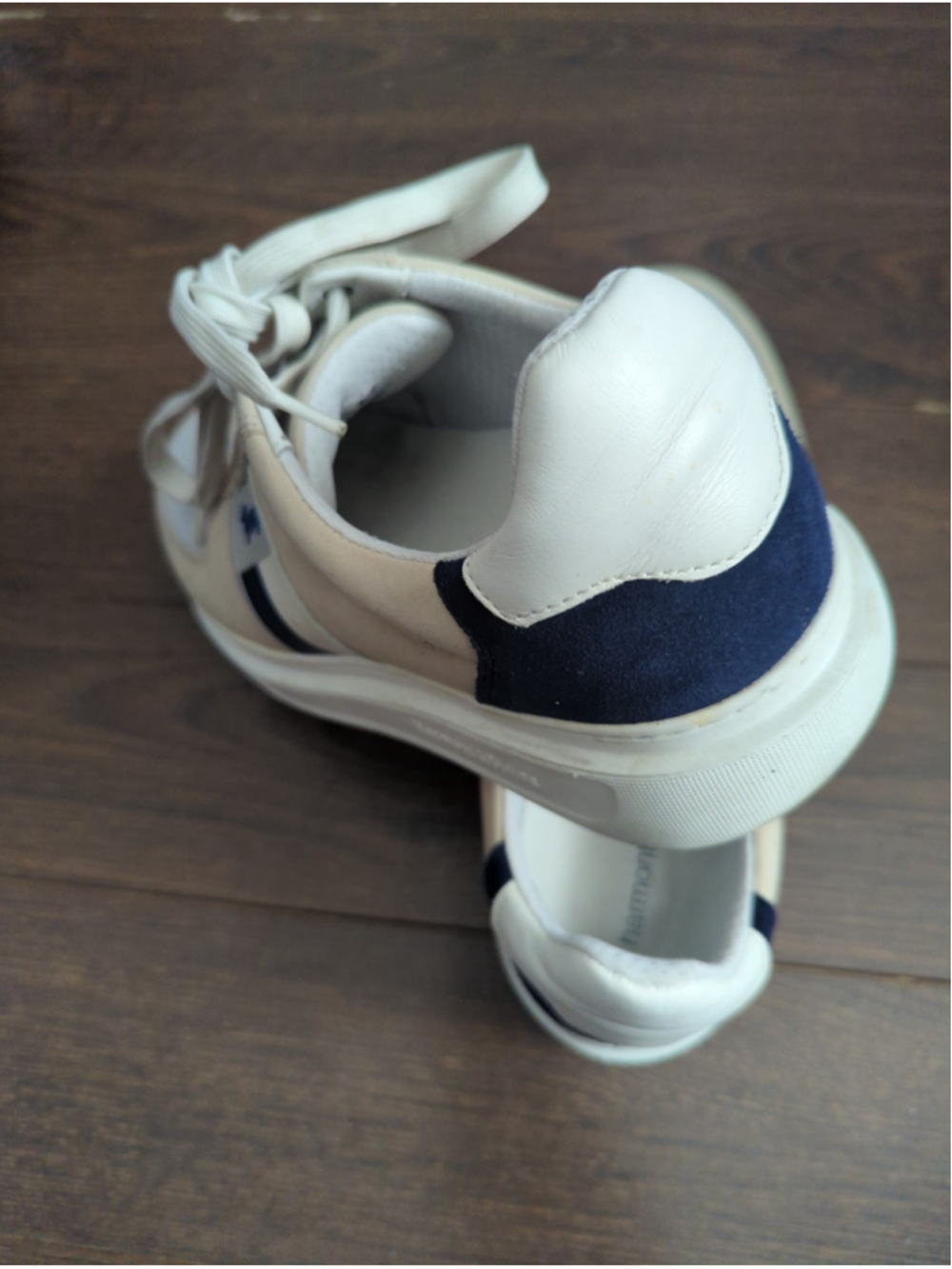 Men's Harmont & Blaine Sneakers in Beige and Blue with Side Logo - Picture 9 of 14